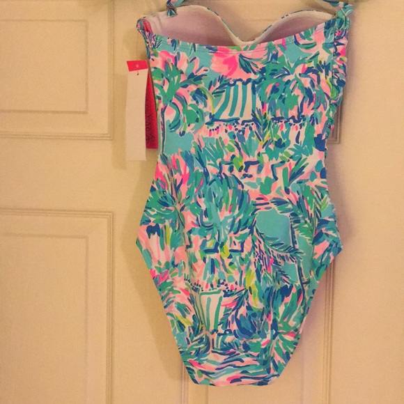 NWT Lilly Pulitzer Blue Ibiza Canbana Cocktail One piece Swimsuit Size 0 - Picture 4 of 12